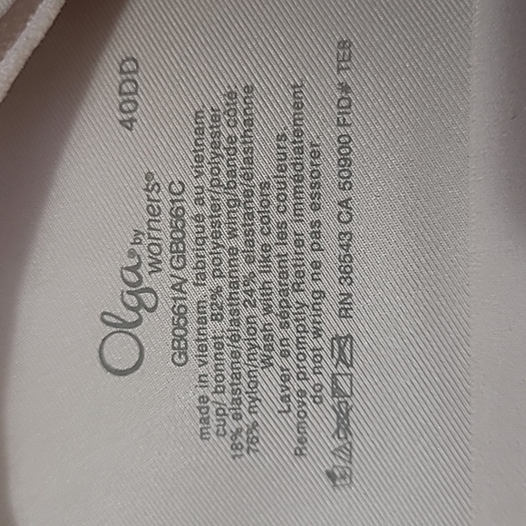 38DD Olga GB0561A‎ GB0561C No Side Effects Warner Full Figure UW Bra - Picture 5 of 5